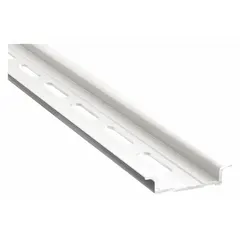 This aluminum DIN-rail mounting track is designed for use with DIN rail mount products. It provides a secure mounting surface for industrial control components such as terminal blocks, relays, and circuit breakers. Commonly installed in electrical panels and control cabinets.