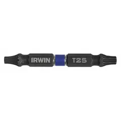 Double-ended driver bit with a T25 Torx tip on side 1, designed for use with power tools. The hex shank provides secure grip in tool chucks. Suitable for driving Torx fasteners in assembly and maintenance tasks. Pack of 2.
