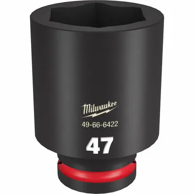 MILWAUKEE Deep Impact Socket: 3/4 in Drive Size, Metric, 47 mm Socket Size, 6-Point - 3/4" Drive Impact Sockets