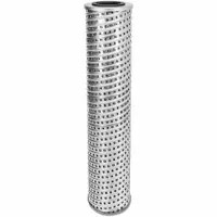 Cartridge hydraulic filter with cellulose media for removing contaminants from hydraulic fluid. Features an attached grommet and 1 9/16 in inside diameter. Suitable for use in hydraulic systems of Hood vehicles