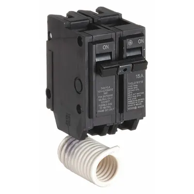 GE Miniature Circuit Breaker: THQL, 15 A, 120/240V AC, Single Phase, 10kA at 120/240V AC - THQP, THQL & THHQL Series, Plug-In GE Miniature Circuit Breakers