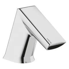 The SLOAN EFX-300 is a single-post sensor bathroom faucet with a polished chrome finish and centerset design. It is hardwired and includes a back-check tee and aerated flow. Mounting hardware is included. This faucet is suitable for commercial restroom applications requiring touch-free operation.