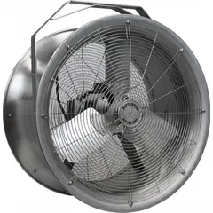18-inch non-oscillating fan head with 1/2 hp motor, single-speed operation, and three-phase voltage rating of 208 to 230/460V AC. Suitable for spot cooling, ventilation, and air circulation in industrial environments such as factories, warehouses, and workshops.