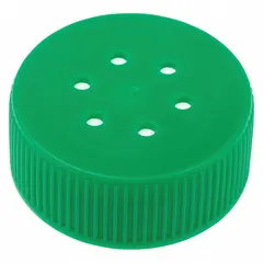 This green HDPE screw cap is unlined and features a 29-14 mm closure size for narrow-mouth bottles. It is commonly used in laboratory, pharmaceutical, and chemical storage applications requiring a secure, leak-resistant seal.