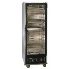 Full-size proofing cabinet with wire pan slides and built-in humidity control. Operates on 120V AC. Used in commercial kitchens and bakeries to proof dough under controlled conditions, holding full-size sheet pans for consistent rising of bread, pastries, and other baked goods.