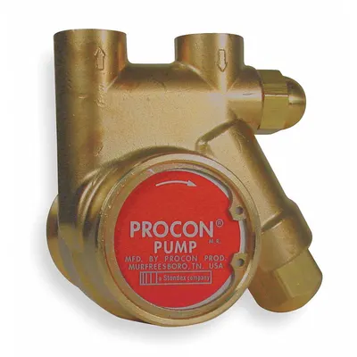 PROCON Rotary Vane Pump: Direct Drive, Low-Lead Brass Body, 3/8" NPT, 100 gph Max. Flow - Carbonator Mount Rotary Vane Pump Heads