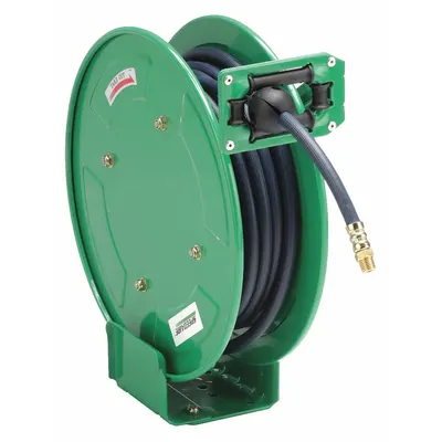 SPEEDAIRE Spring Return Hose Reel: 35 ft (1/4 in I.D.), 1/4 in MNPT, 300 psi Max Op Pressure - Standard Air or Water Spring-Return Hose Reels