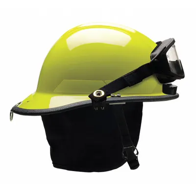 BULLARD Fire Helmet: Lime, Modern Rear Brim, Chin Strap