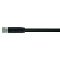 Cordset: M8 Female Straight X Bare Wire, 3 Pins, Black, PUR, 3 m Cable Lg, 24 AWG Wire Size (MPN 7000-08041-6300300)