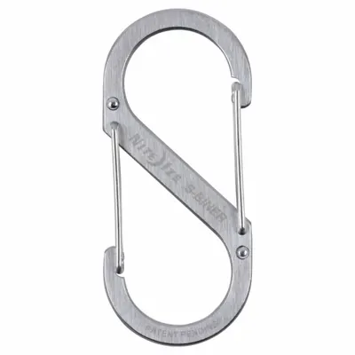 NITE IZE Double Carabiner: 75 lb Working Load Limit, Wire Gate, Stainless Steel - Load Rated S-Hook Double Snap Hooks