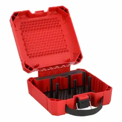 Storage and transport case for organizing and protecting hole saws and accessories. Suitable for use in construction, HVAC, and industrial maintenance applications.