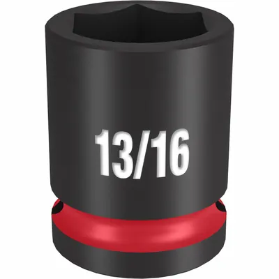 MILWAUKEE Standard Impact Socket: 1/2 in Drive Size, SAE, 13/16 in Socket Size, 6-Point - 1/2" Drive Impact Sockets
