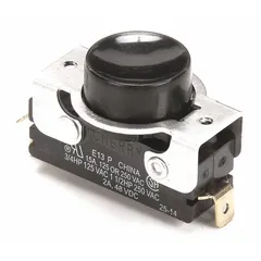 This push button switch is a replacement part for HOBART D300 food mixers. It controls mixer operations such as start, stop, and function changes. Used in commercial kitchens and food processing facilities to restore or maintain mixer functionality.