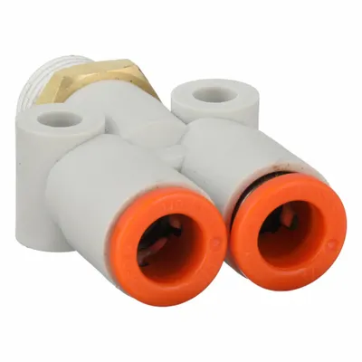 SMC KQ2U07-34AS Polybutylene & Brass Tube Fitting, Tube x Tube x NPT, White - Polybutylene & Brass Tube Fittings