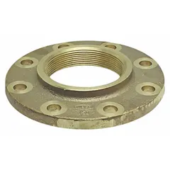 This cast bronze tube flange features a female NPT (FNPT) connection on one end and a flange on the other, designed for use as a drain or vent in piping systems. It is suitable for sweat installation and provides a reliable connection for copper tube in plumbing and HVAC applications.