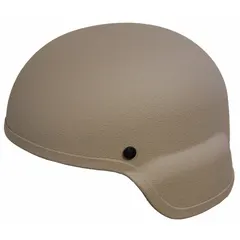 This Level IIIA high cut helmet is constructed from Aramid and finished in Tan. It features a 3/4 in pad thickness for impact attenuation. Designed for ballistic protection, it is suitable for tactical operations and security applications.
