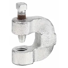 This C-clamp style beam clamp is designed to suspend 5/8 in threaded rod from steel beam flanges. Constructed from zinc-plated malleable iron, it provides a 440 lb load capacity and requires 60 in-lb installation torque. Typical applications include supporting piping, conduit, ductwork, and equipment in industrial and commercial overhead systems.