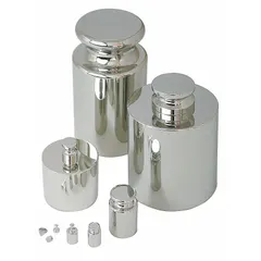 Stainless steel leaf calibration weight with 200 mg nominal mass, Class 4 tolerance. Includes a vial for storage and handling. Used to verify and adjust the accuracy of precision balances and scales in laboratory, manufacturing, and quality control environments.