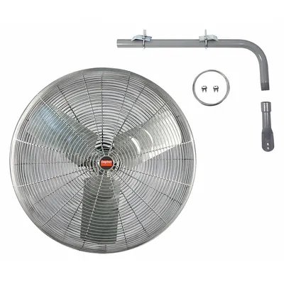 Dayton Mounted Fan: 24 in Blade Dia, 115V AC, 1/3 hp Motor HP, Post Mount - High-Temperature Industrial Wall-Mount Fans