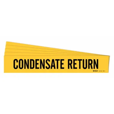 BRADY Pipe Marker: Condensate Return, Yellow, Black, Fits 2 1/2 to 7 7/8 in Pipe O.D. - Condensate Return Adhesive Pipe Markers