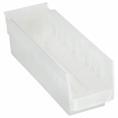 QUANTUM STORAGE SYSTEMS Shelf Bin: 11 5/8 in Overall Lg, 4 1/8 in x 4 in, Clear - Clearview Plastic Shelf Bins