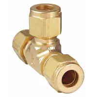 PARKER Compression Tee Fitting: 1/2 in OD x 1/2 in OD x 1/2 in OD Size, Brass, 3/4" Thread Size (MPN 8-8-8 JBZ-B)