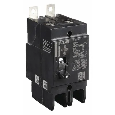 EATON Miniature Circuit Breaker: 30 A, 277/480V AC, Single Phase, 14kA at 277/480V AC - GHB Series, Bolt-On Eaton Cutler-Hammer Miniature Circuit Breakers