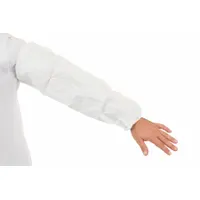These 18-inch microporous laminate sleeves protect arms from non-hazardous dry particulates in industrial environments such as machining, material handling, and maintenance. The serged seam and 1.6 mm thickness provide durable coverage. Sold in packs of 200