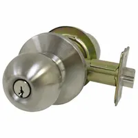 This classroom knob lockset is constructed of stainless steel with a rose lockset style. It is designed for institutional doors requiring keyed entry from the exterior and free egress from the interior, suitable for educational facilities, offices, and commercial buildings