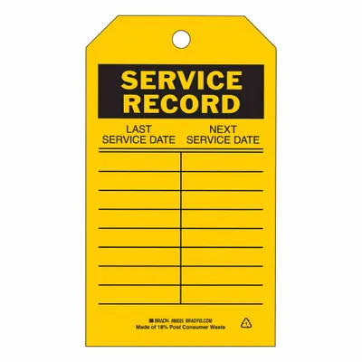 BRADY 86625 Safety Tag, 4 in W x 7 in H, Polyester, Black/Yellow, English