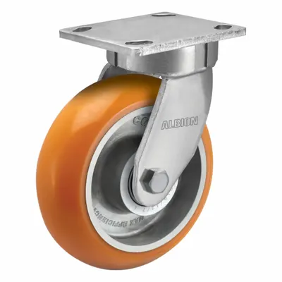 ALBION Caster: Debris-Resistant/Quiet-Roll/Shock-Absorbing, Kingpinless Swivel - Medium-Duty General-Purpose Kingpinless Plate Casters