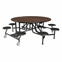 PALMER HAMILTON Cafeteria Table: Montana Walnut, Stool Seat, 29 in Overall Ht, 79 in Overall Lg (MPN 59T122960RD-S8-MTBL)