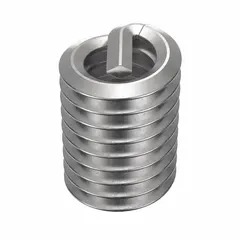 Free-running helical insert with tang drive for thread repair or reinforcement in metal substrates. 18-8 stainless steel construction with dry film lubricant. Thread size 1/4"-20, right-hand coarse. Tensile strength 200,000 to 250,000 psi. Supplied in 100-piece pack.