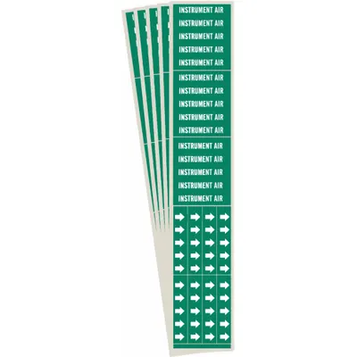 BRADY Pipe Marker: Instrument Air, Green, White, Fits 3/4 in and Smaller Pipe O.D. - Instrument Air Adhesive Pipe Markers