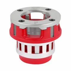 This die head is designed for use with handheld pipe threaders to cut NPT threads on 2-inch pipe. Constructed from alloy, it produces right-hand threads. Commonly applied in plumbing, industrial piping, and mechanical contracting.