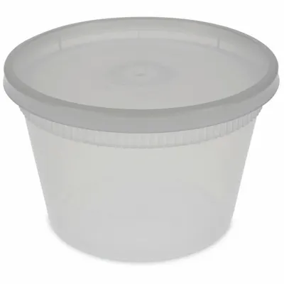 PACTIV Disposable Carry-Out Food Container: Plastic, 1 Compartments, 16 oz Capacity - Round Plastic Containers