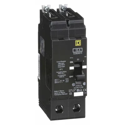 SQUARE D Miniature Circuit Breaker: 15 A, 277/480V AC, Single Phase, 18kA at 277/480V AC - EDB & EGB Series, Bolt-On Square D Miniature Circuit Breakers
