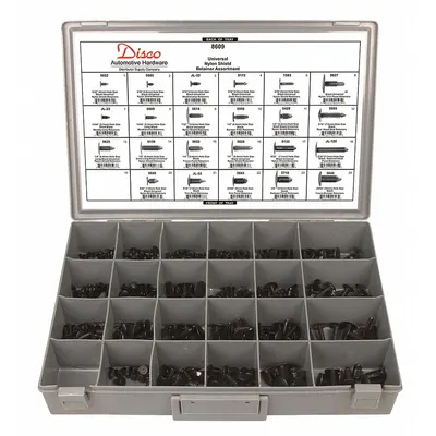 Universal Shield Retainer Assortment: 311 Pieces (MPN 8609) - Push-In Rivet Assortments
