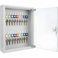 Key Cabinet: 20 Key Capacity, Single Key Lock, Steel, Gray, 13 3/4 in Ht, 10 3/4 in Wd, 3 in Dp (MPN CB12952)
