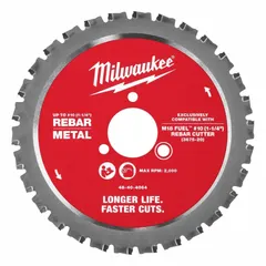 This Milwaukee rebar cutting saw blade features 30 carbide teeth for efficient cutting of reinforcing steel bars. With a 1-1/4 in diameter, 0.065 in cutting width, and 1-3/32 in arbor size, it is suited for construction and demolition applications where clean cuts through rebar are required.