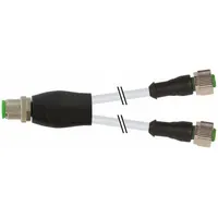Cordset: M12 Male Straight X (2) M12 Female Straight, 4 Pins, Gray, PVC, 1 m Cable Lg (MPN 7000-40701-2130100)