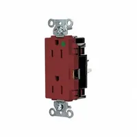 HUBBELL Receptacle: Hospital Grade, Decorator Duplex, 5-15R, Red, 125V AC, 15 A, 2 Pole / 3 Wire (MPN HBL2172STR)