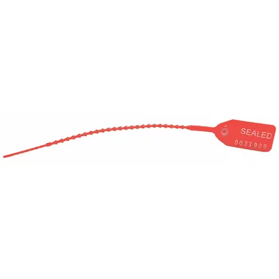 CORTECH Pull-Tight Locking Seal: Equilock, 10 in Lg, Polypropylene, Red - Evidence Bags