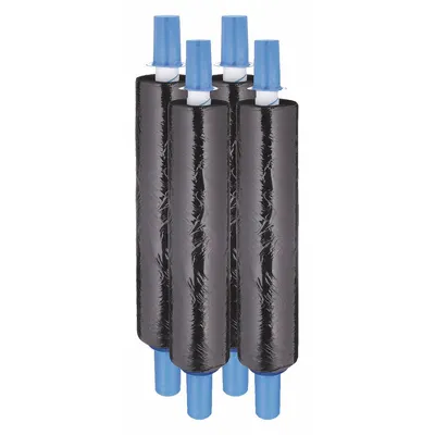 GOODWRAPPERS Opaque Cast Stretch Wrap with Handle, Black, 80 ga, 4-Pack - Opaque Stretch Wrap with Handle