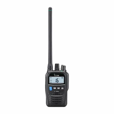 ICOM Handheld Two Way Radios: VHF, Analog, 5 W, 100 Channels, Numeric, IPX7 - Handheld Marine Radios