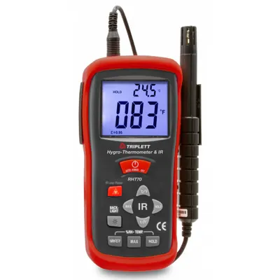 TRIPLETT Hygro Thermometer with Remote Probe/IR: Cabled, 5.9 in x 2.8 in x 1.4 in - Infrared Temperature & Humidity Meters