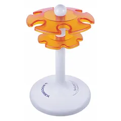 This orange plastic pipette stand rotates 360° for convenient access to pipettes. With an overall height of 8 11/16 inches, it accommodates most brands of pipettes. Suitable for laboratory bench storage and organization.
