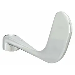 This wristblade handle is constructed of brass with a chrome finish. It is designed for use with cold water only. Commonly used as a replacement handle for wristblade-style faucets in commercial or institutional settings where hands-free operation is desired.
