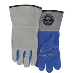 These stick welding gloves feature a premium gray cowhide palm and backing with a straight thumb style. The gauntlet cuff provides forearm protection from sparks and heat. Suitable for stick welding applications in fabrication, construction, and maintenance. Supplied as a single pair, one size fits most.