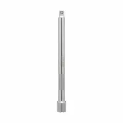 This 1/2-inch drive hand socket extension provides a 10-inch reach for accessing recessed fasteners in automotive, industrial, and mechanical applications. It features a standard type with 1/2-inch input and output drive sizes, suitable for use with ratchets and torque wrenches.
